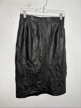 Vintage Leather Skirt Womens 10 Diversity Stretchy Waist Edgy Maxi Lined